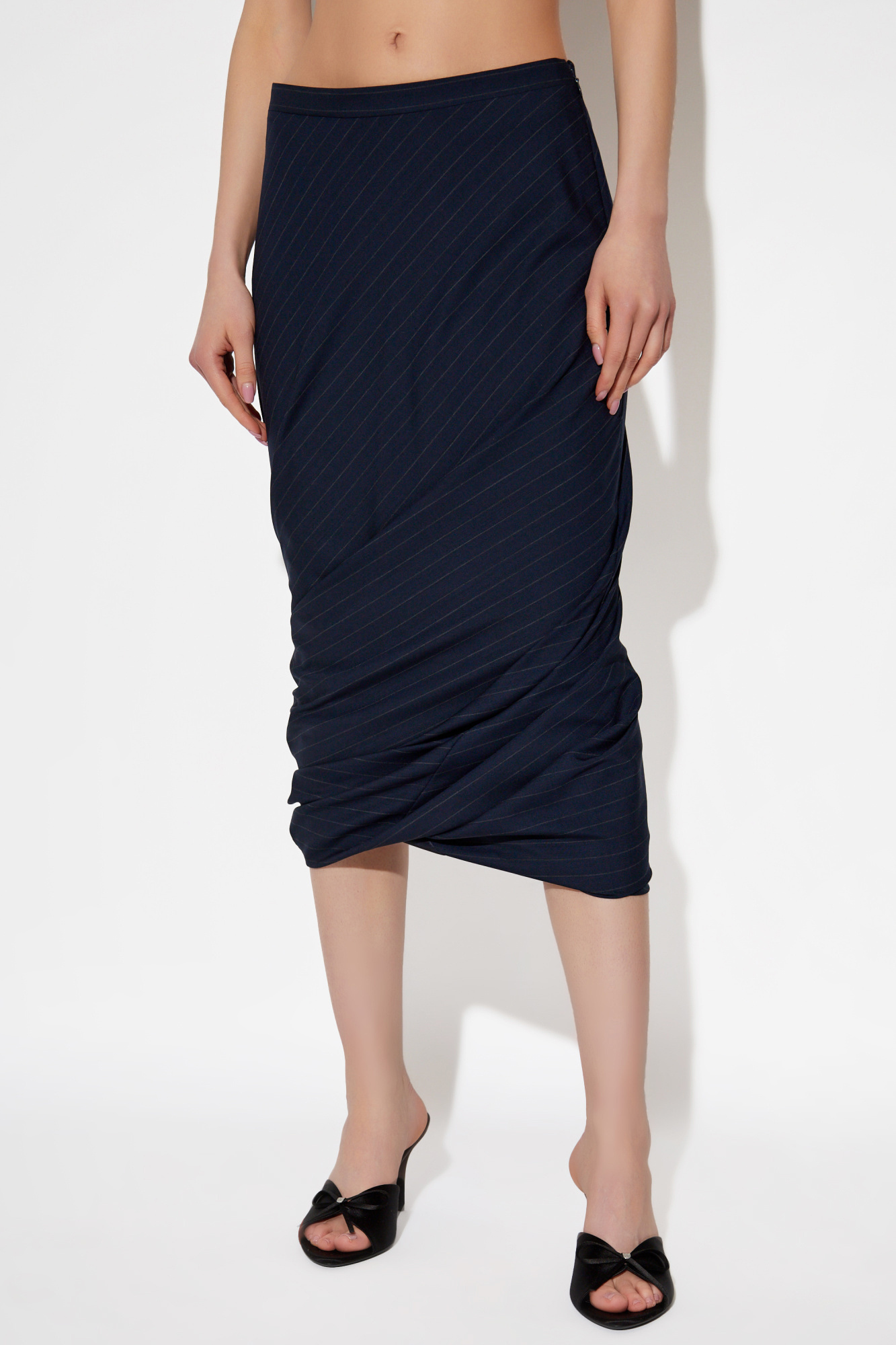 スカート BALENCIAGA SKIRT (838764TRO31 1055) Balenciaga Black Green Houndstooth Midi Wool Skirt $1150 NEW